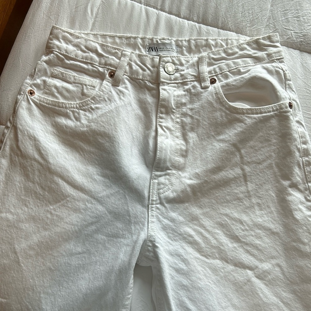 straight leg white zara jeans